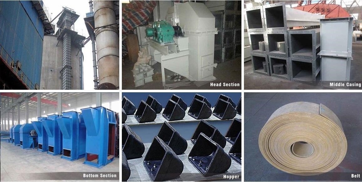 Detalhes do elevador de ca&ccedil;amba de cinto